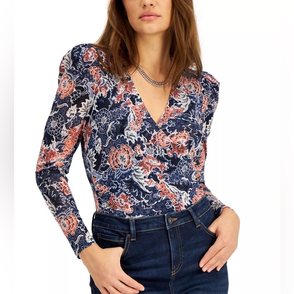 INC International Concepts Tops - INC International Concepts Womens
Multicolor Floral Long Sleeve Blouse Top